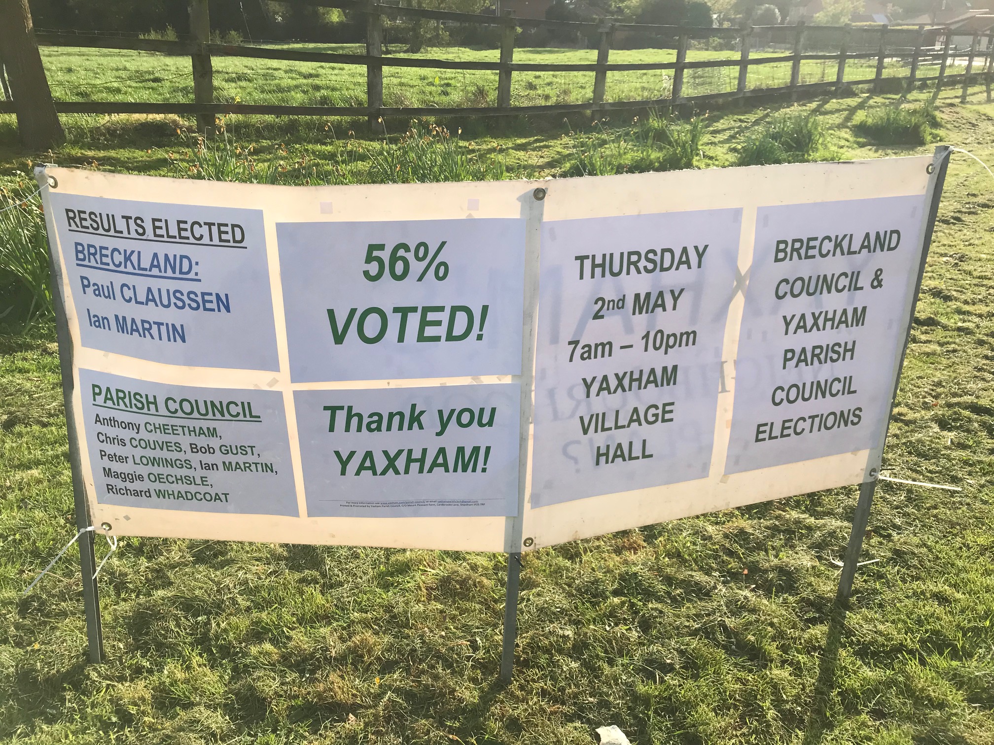2019 Yaxham Banner – thank you Yaxham